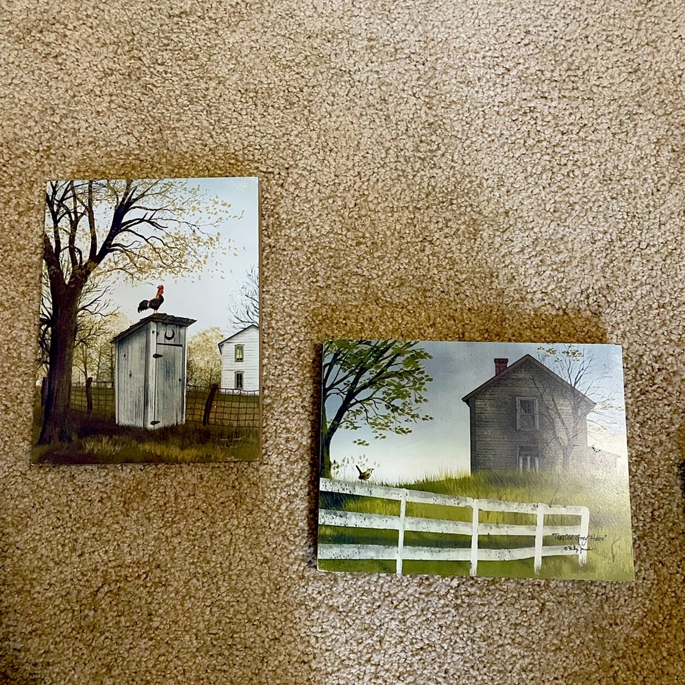Wooden canvas artwork set. Farmhouse style. Barely used. 6x8.